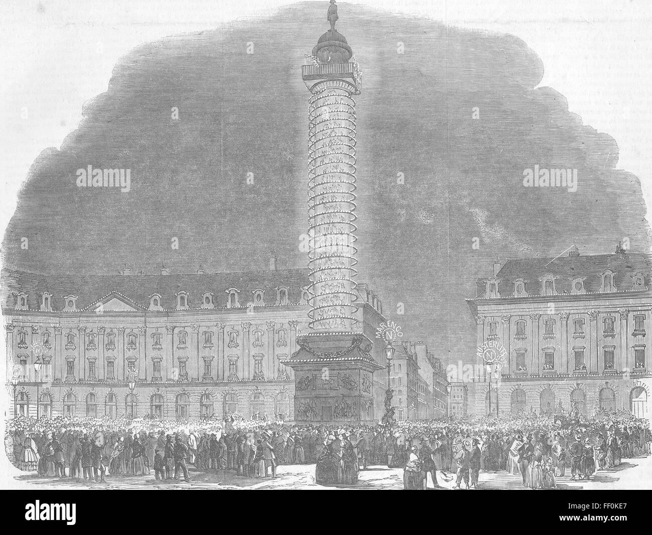 La France, la colonne de la Place Vendôme, allumé en 1852. Illustrated London News Banque D'Images