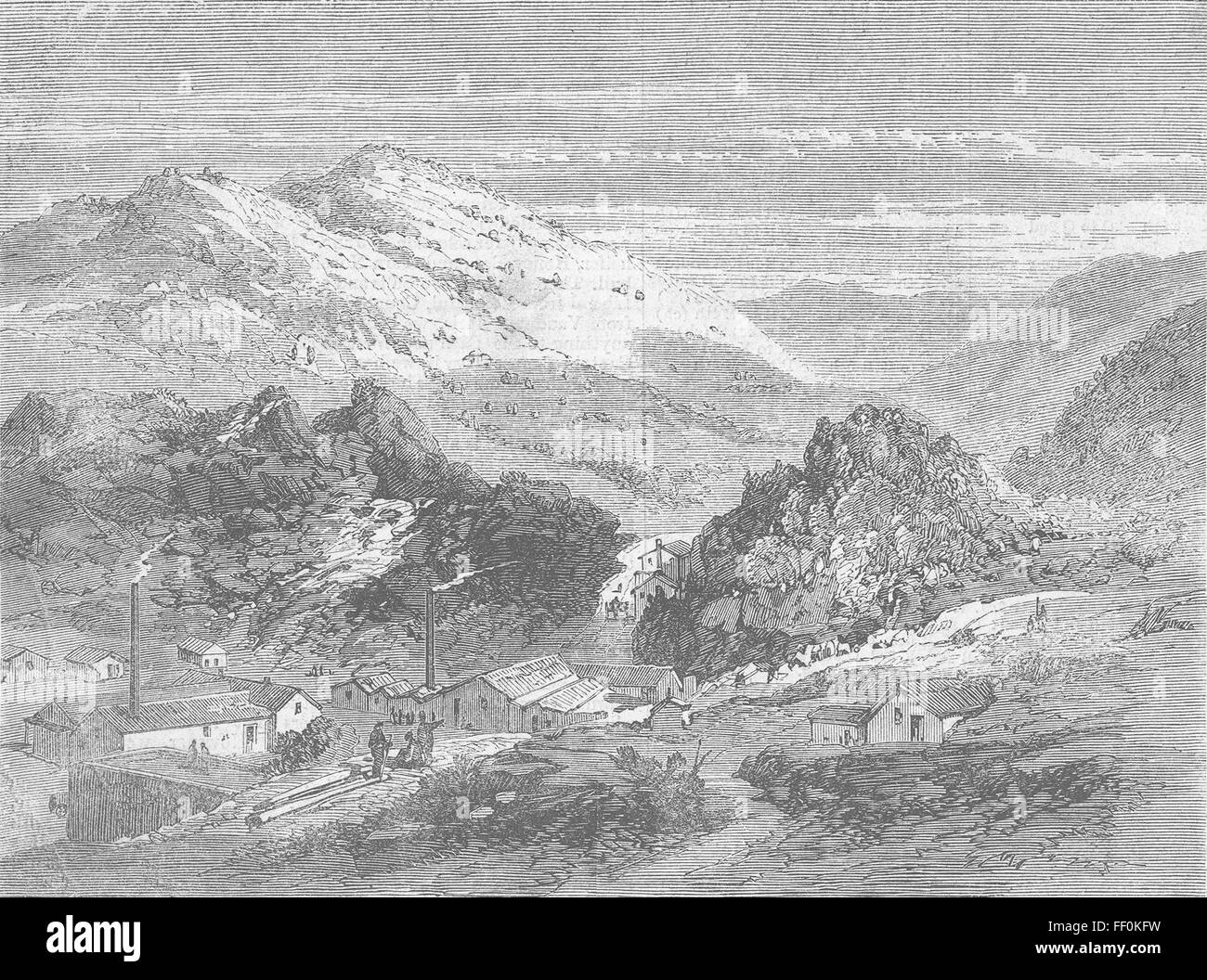 Washoe NEVADA Région Silver Devil's Gate & Mills 1862. Illustrated London News Banque D'Images