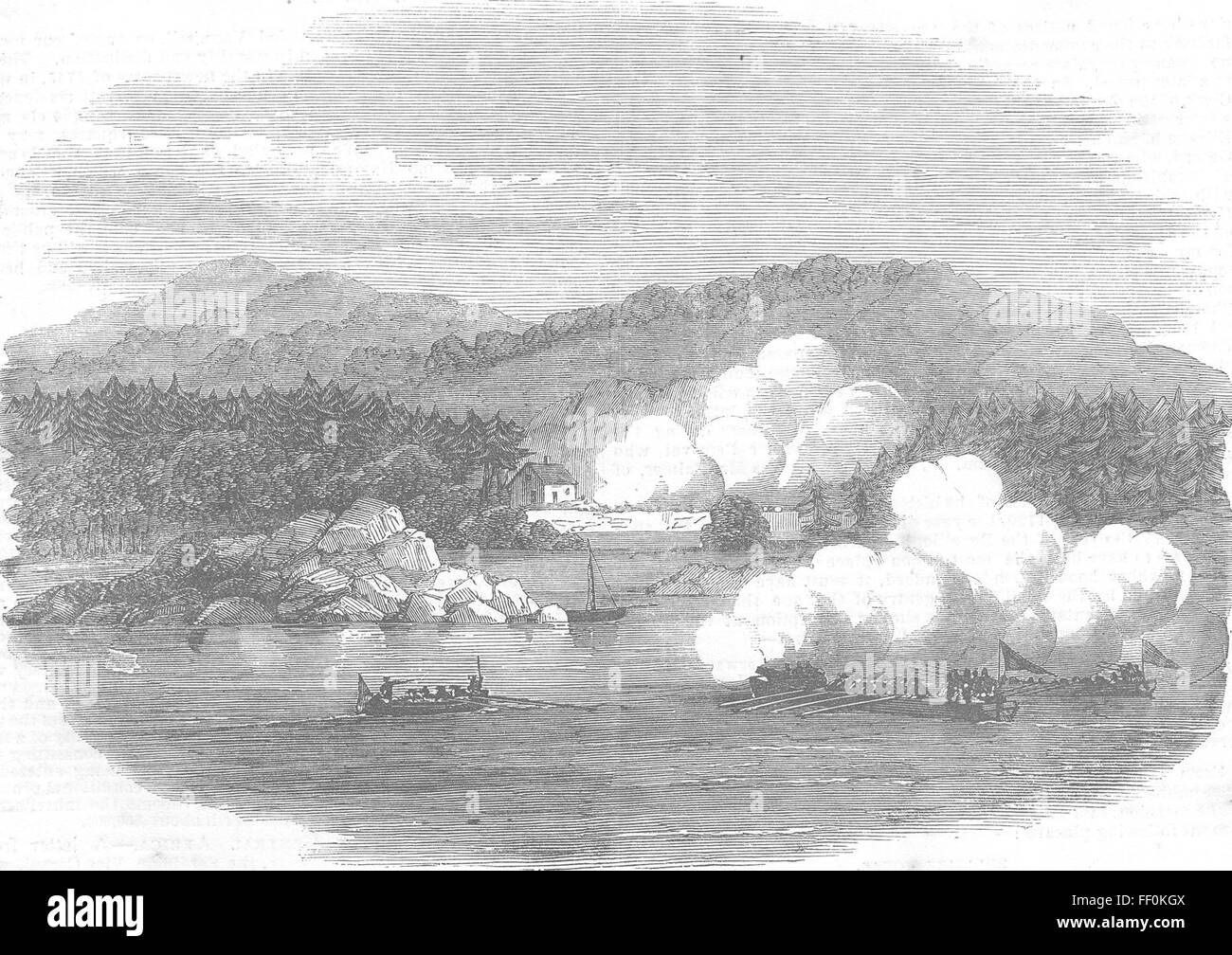La Finlande, l'attaque du bateau par HMS Gorgon, Îles Aland, 1854. Illustrated London News Banque D'Images