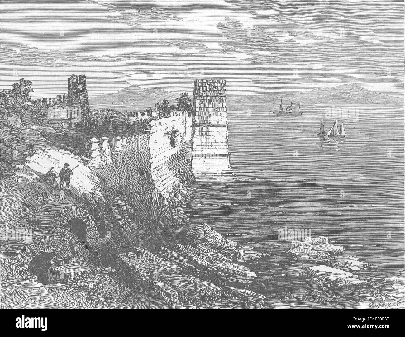 En Turquie, la tour Château de 7 tours, Istanbul 1877. Le graphique Banque D'Images