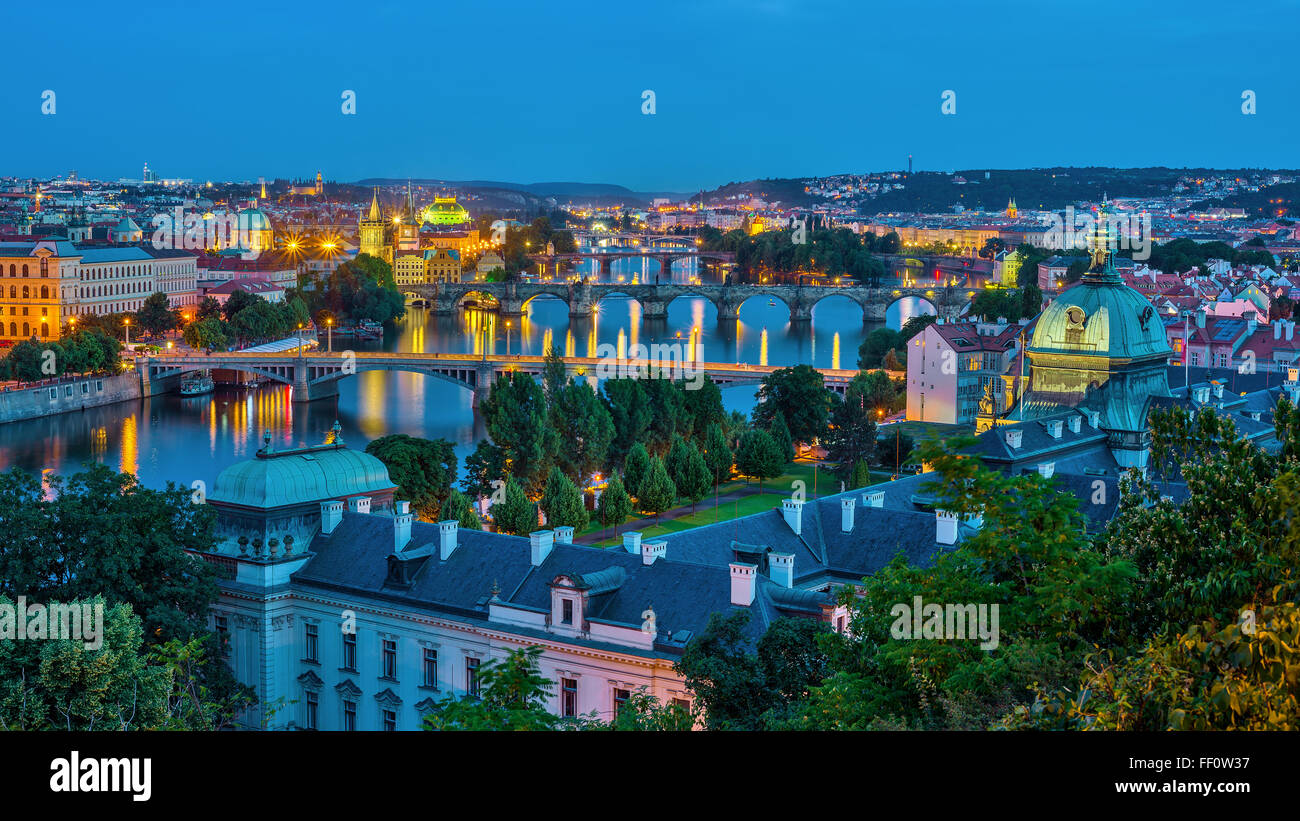 Panorama sur la ville de Prague , République Tchèque Banque D'Images