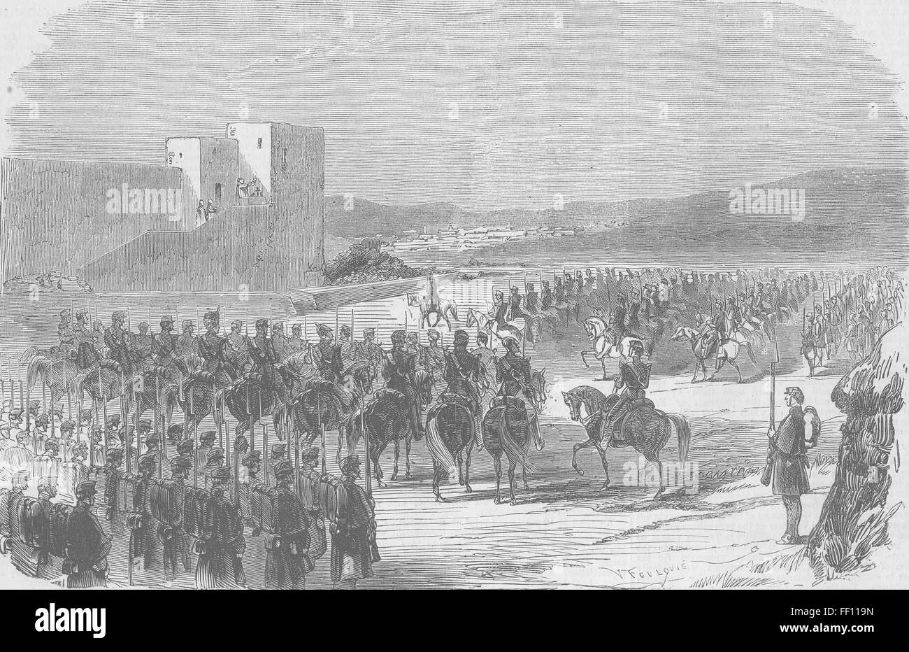 Le Maroc espagnol, masse militaire Camp, Tetuan 1860. Illustrated Times Banque D'Images