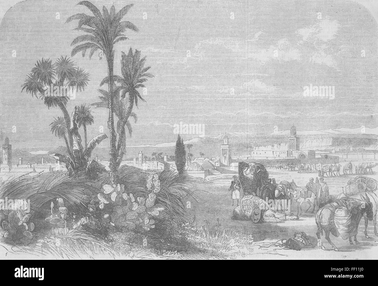 La guerre hispano-marocaine Maroc Marrakech 1860. Illustrated Times Banque D'Images