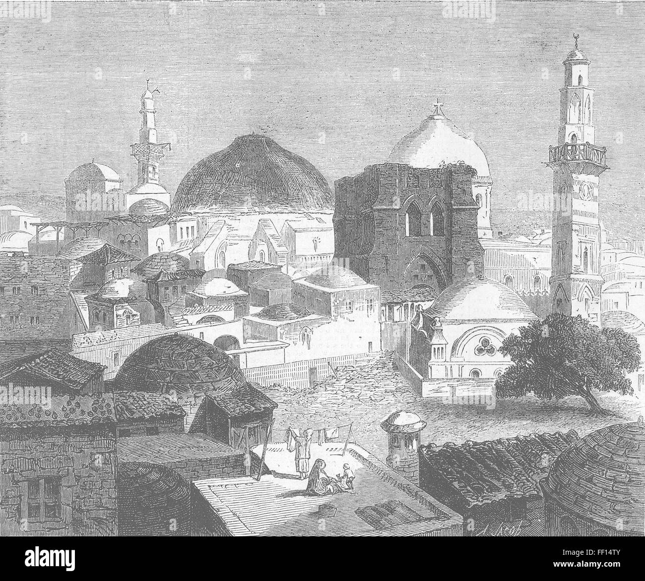 Israël Jérusalem, coupole de l'église Saint-Sépulcre, 1862. Illustrated Times Banque D'Images