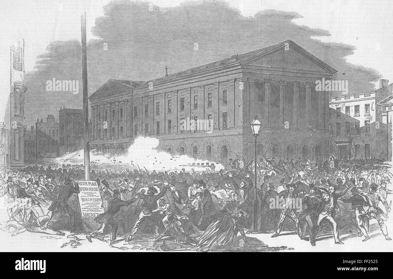 New York d'une émeute, d'Astor Place Opera House 1849. Illustrated London News Banque D'Images