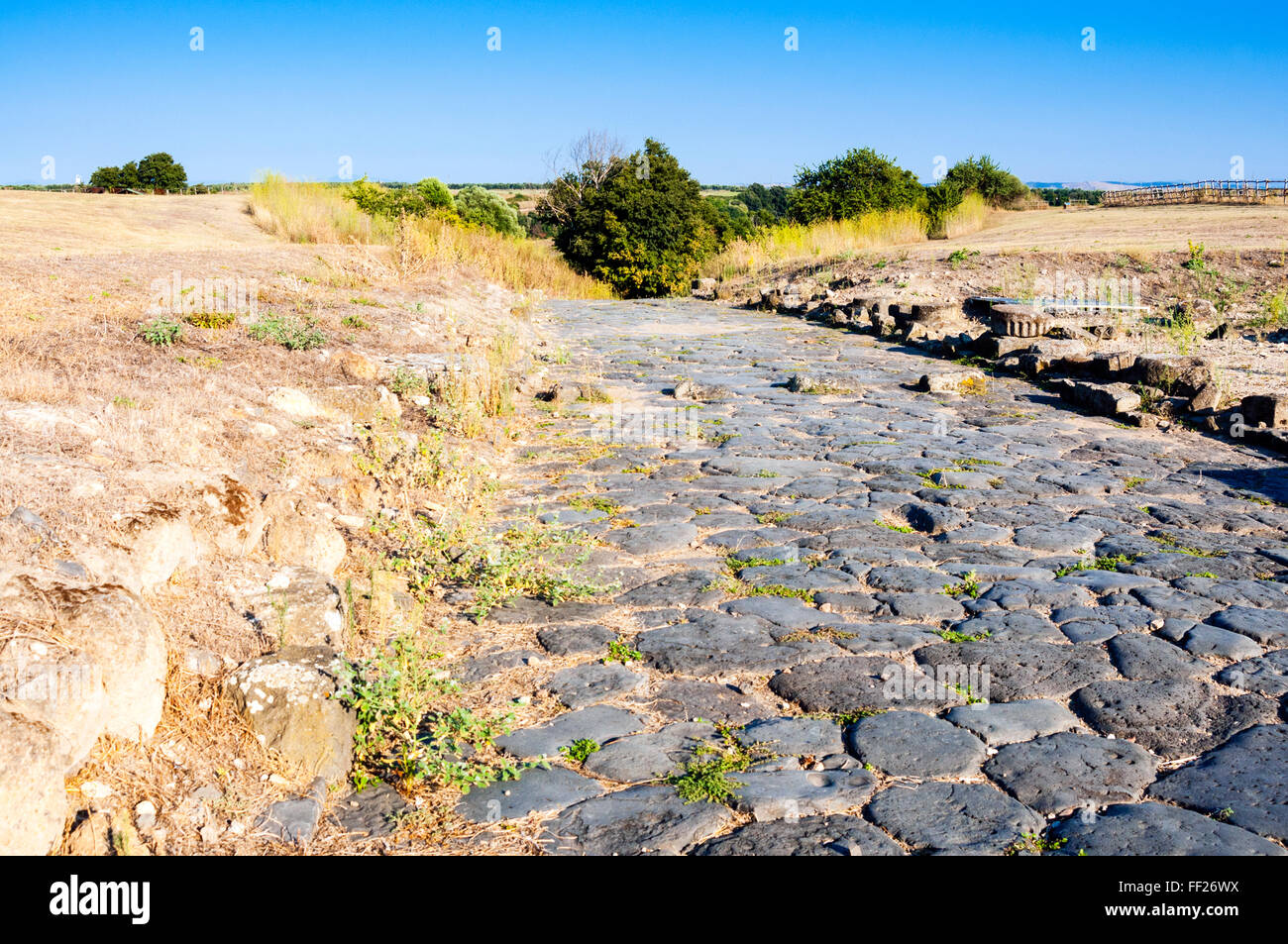 Decumanus Maximus, voie romaine, ville étrusque, VuRMci, province de Viterbo, RMatium RMazio ItaRMy,, Banque D'Images