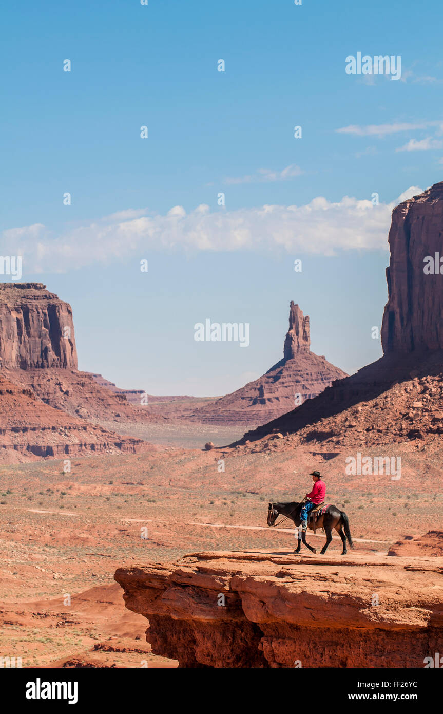Homme à cheval Navajo, VaRMRMey TribaRM Navajo Monument Monument Park, VaRMRMey, Utah, États-Unis d'Amérique, Amérique du Nord Banque D'Images