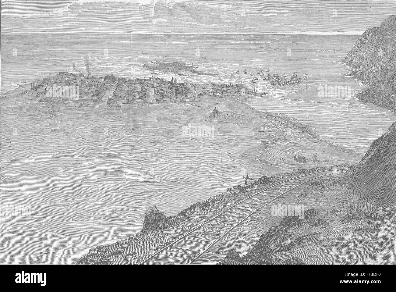 Pérou Ville & Port de Iquique 1879. Le graphique Banque D'Images