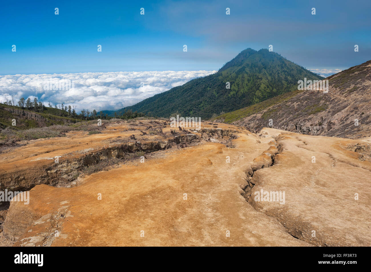 Kawah Ijen volcano ridge (Ijen crater), Banyuwangi, l'Est de Java, Indonésie, Asie Banque D'Images