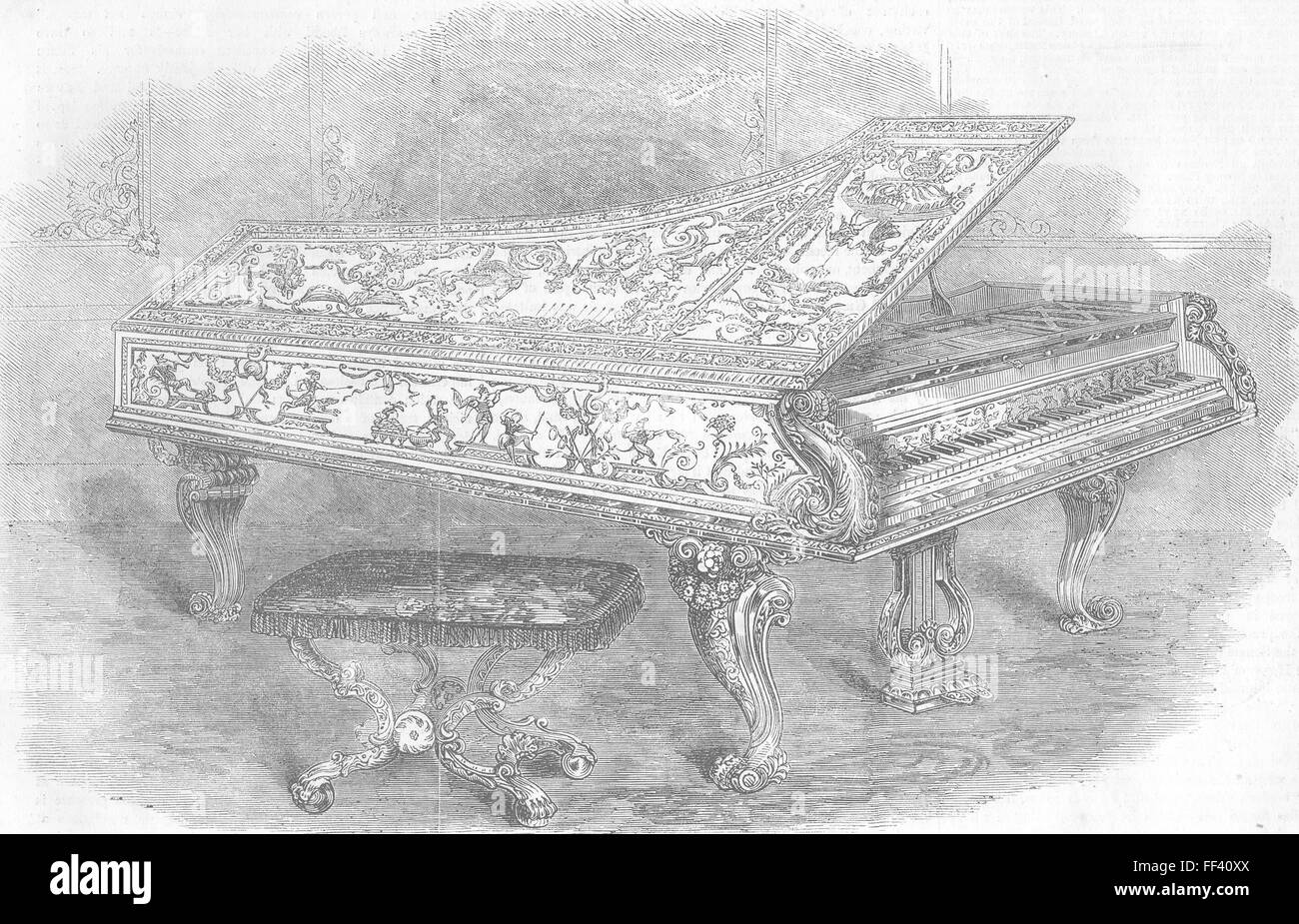 Image Pianoforte, fabriqués pour la reine 1856. Illustrated London News Banque D'Images