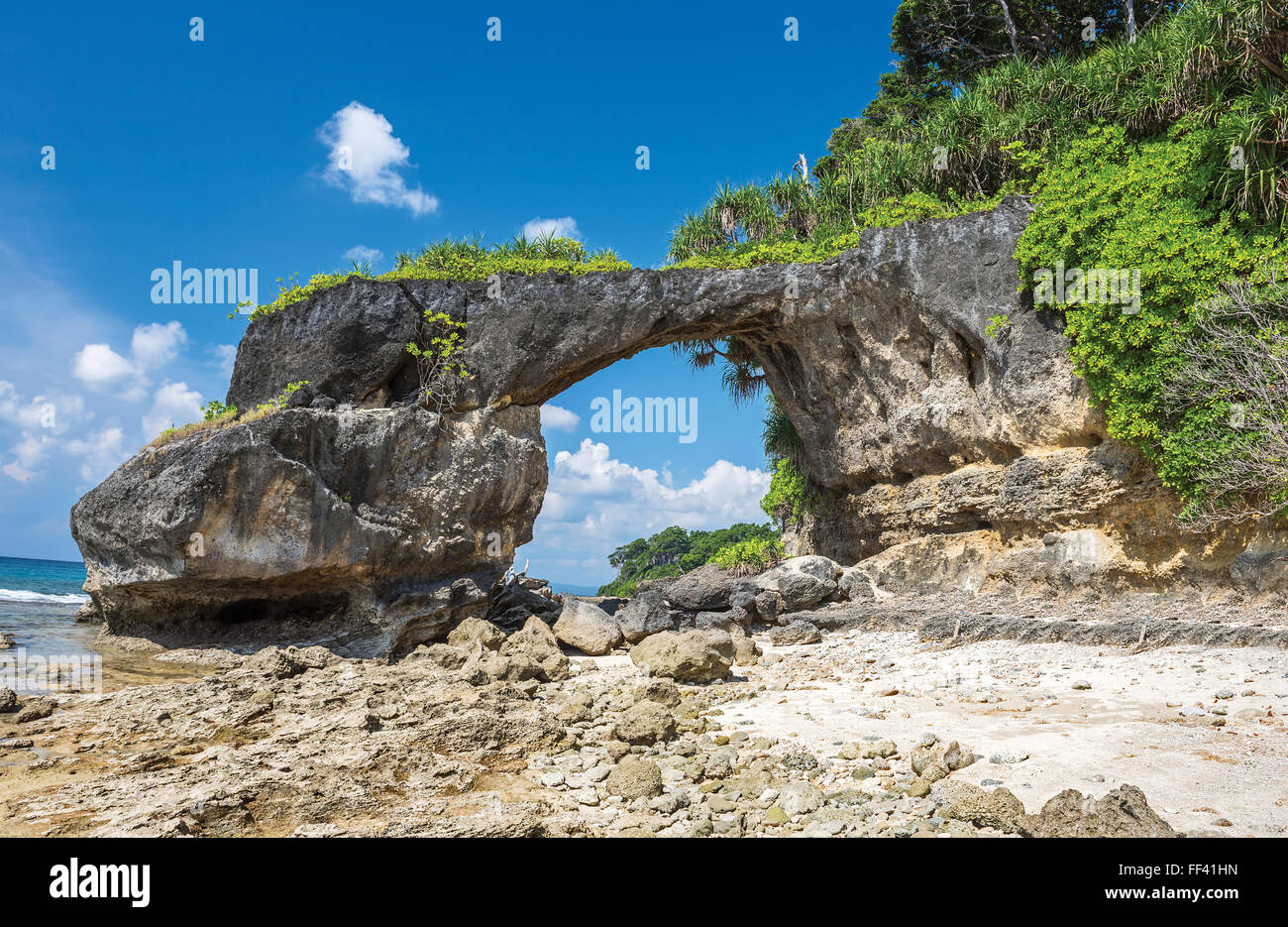 La formation de ponts naturels à une mer à Neil Island Côte d'Ivoire, Inde Banque D'Images