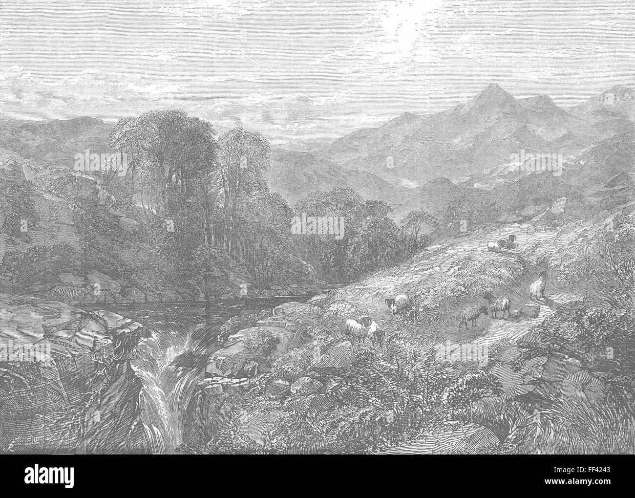 L'ÉCOSSE Rocky path de brûler la montagne 1854. Illustrated London News Banque D'Images