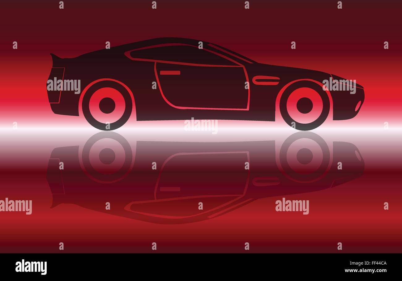 Un coupé sport à deux portes sur un fond rouge flash Illustration de Vecteur