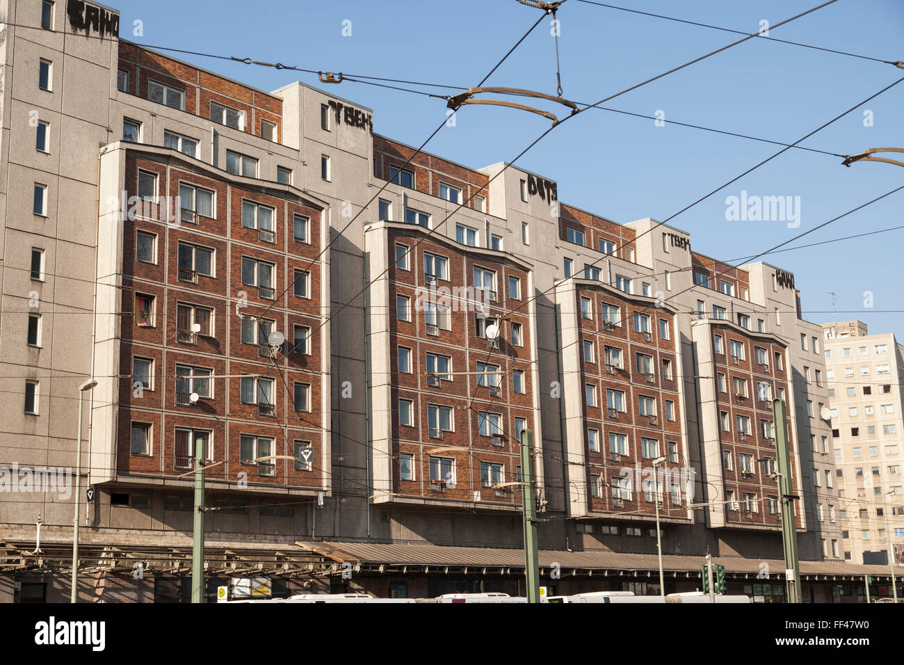 Vieux bâtiments de DDR, à Berlin, à l'Alexanderplatz Banque D'Images