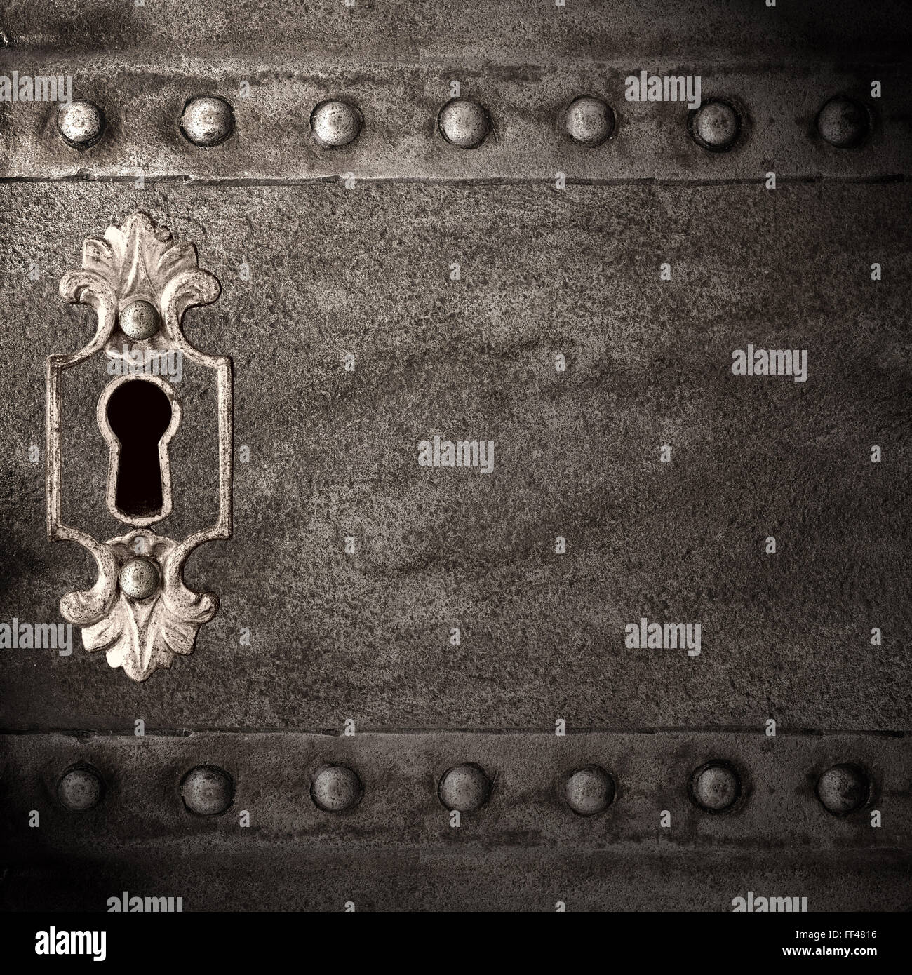 Keyhole vintage vieux fer en portes, abstract background Banque D'Images