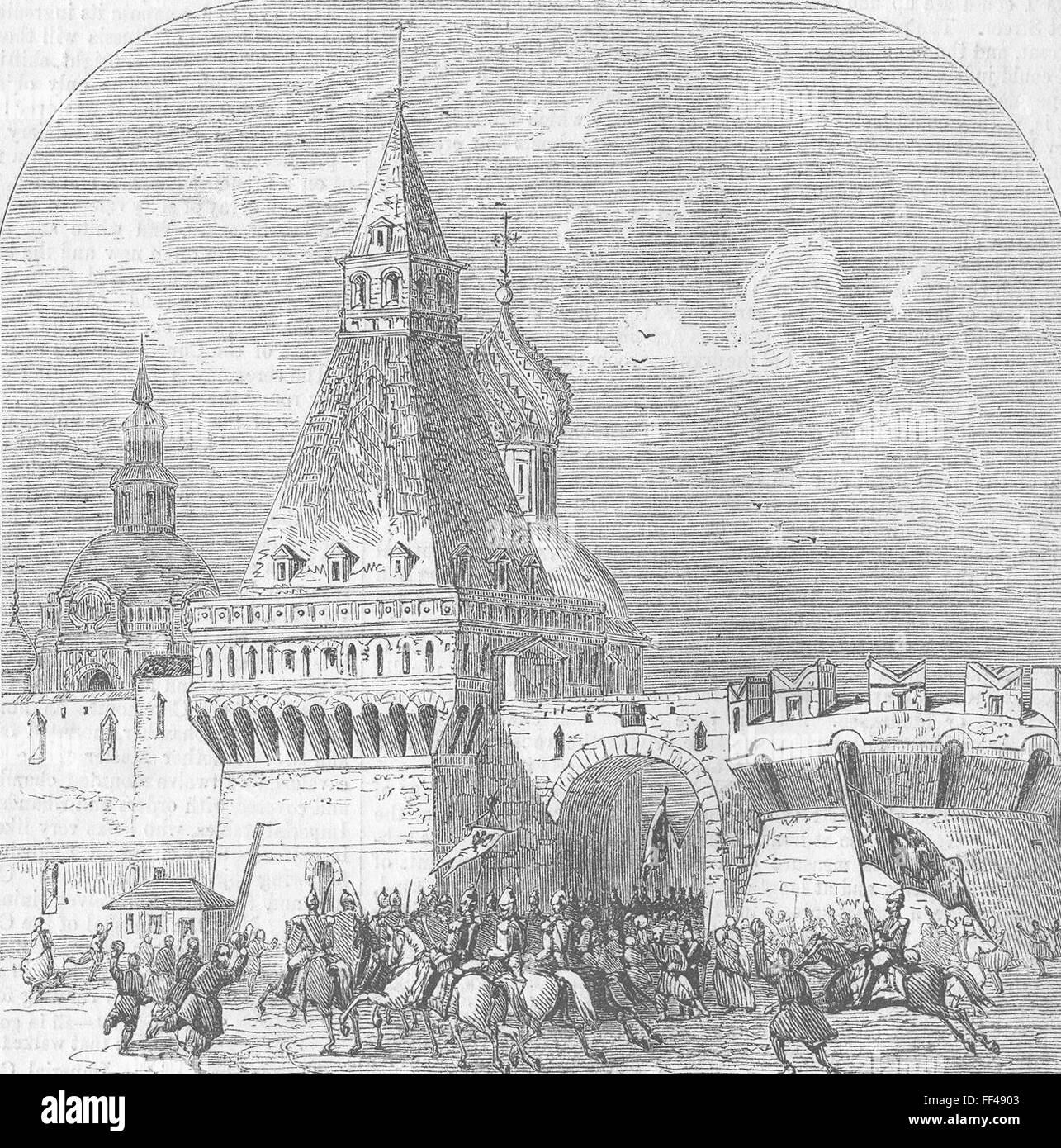 La Russie Porte de St Nicholas, Moscou 1856. Illustrated Times Banque D'Images