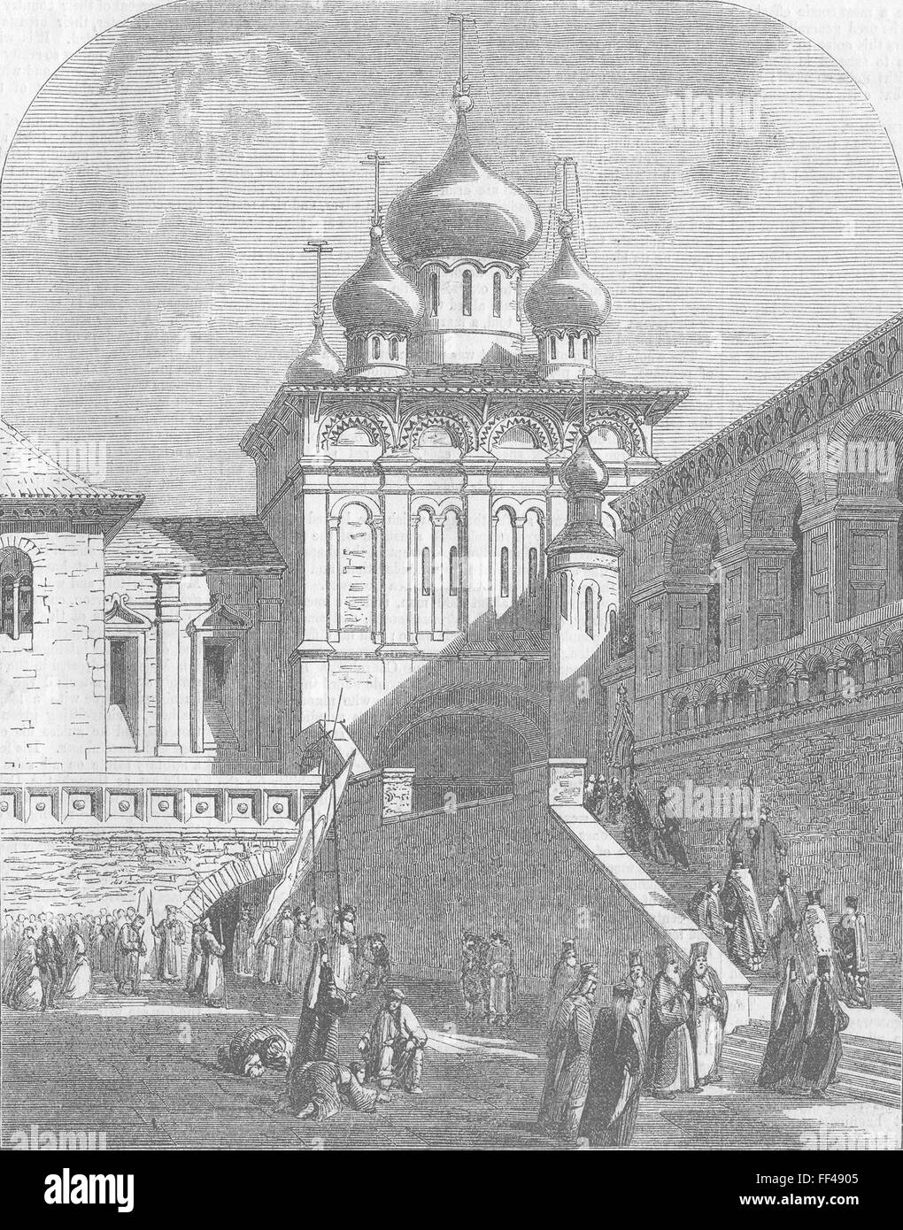 Russie Cathédrale de 12 apôtres, Moscou 1856. Illustrated Times Banque D'Images