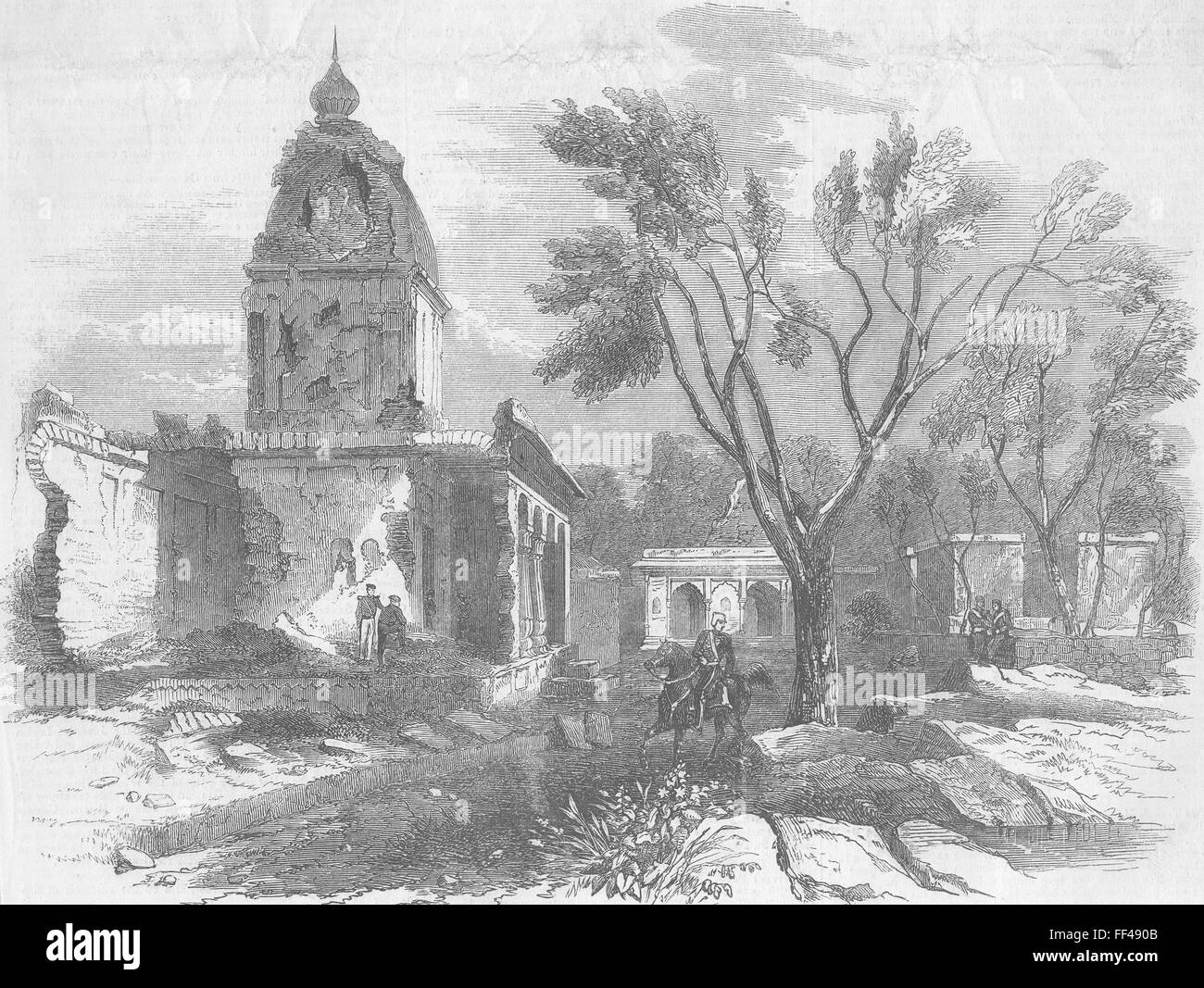Inde temple de Ram Swamee 1857. Illustrated Times Banque D'Images