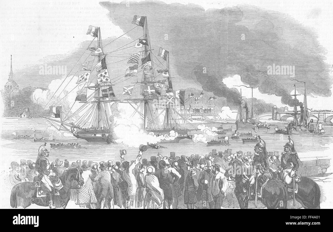 La France Combat Naval, Seine, Paris 1852. Illustrated London News Banque D'Images