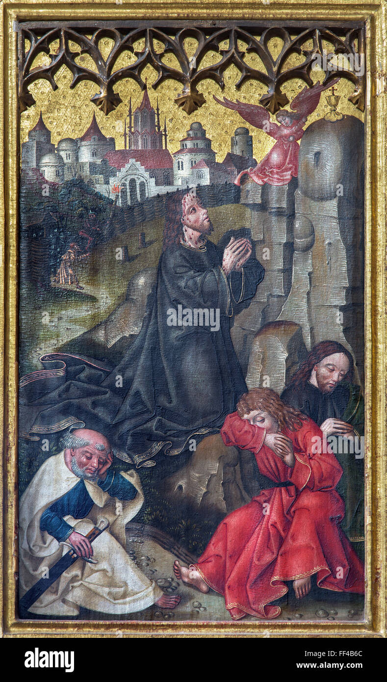 NEUBERG AN DER MURZ, Autriche - 13 septembre 2015 : la peinture de la prière de Jésus à Gethsémani, le jardin par artiste inconnu, 16e 100. Banque D'Images