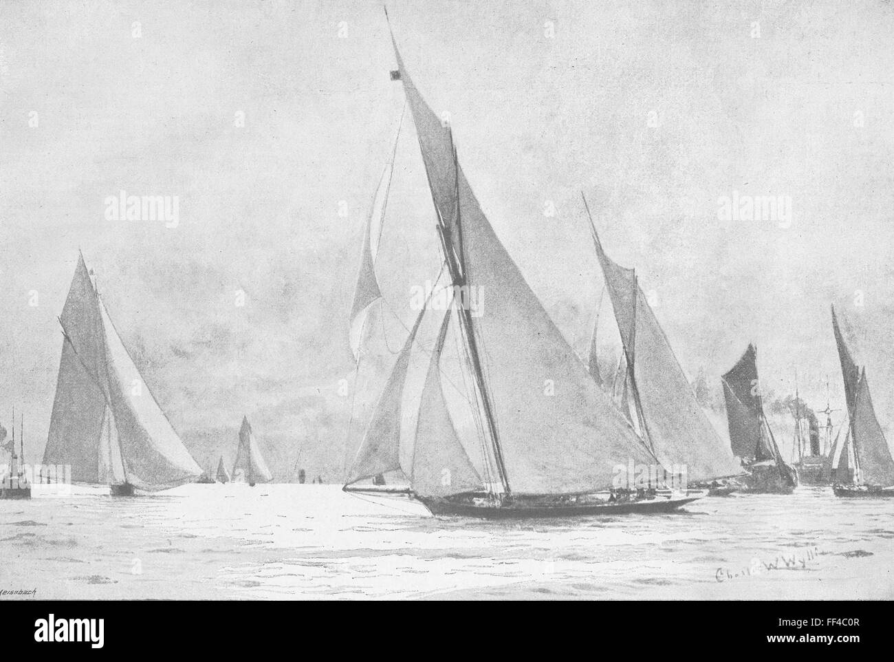 LONDON Royal Thames Yacht Club race 1892. Le graphique Banque D'Images