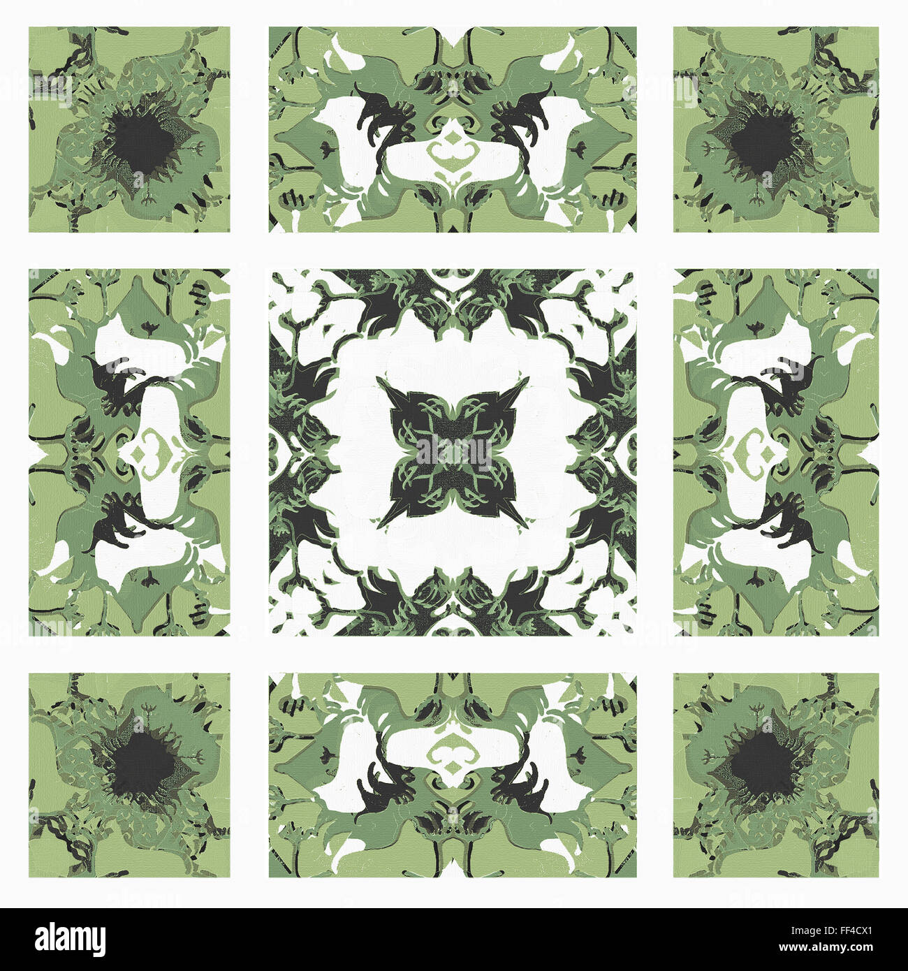Décoration de style oriental résumé ornate vérifier pattern design dans des tons vert pâle et blanc Banque D'Images