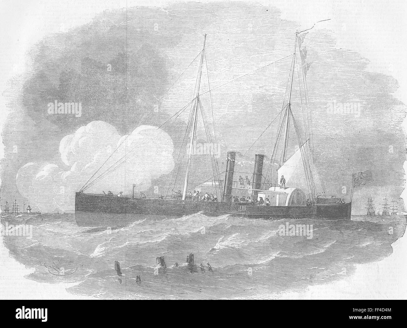 Les navires à vapeur recruter gun-voile 1855. Illustrated London News Banque D'Images
