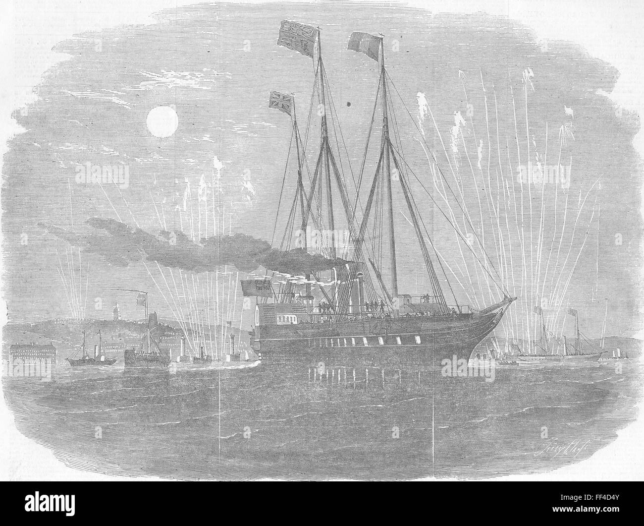 FRANCE Royal Yacht Port de Boulogne, 1855. Illustrated London News Banque D'Images