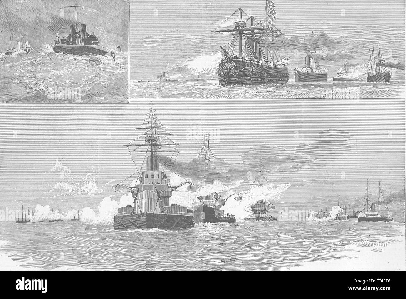 CUMBS exercices navals Whitehaven 1887. Illustrated London News Banque D'Images