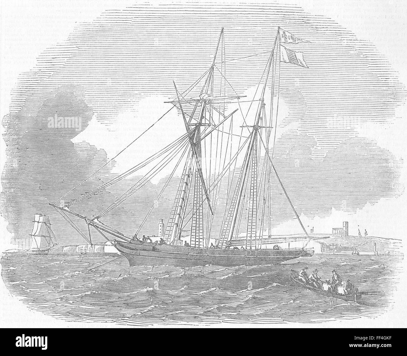 Des bateaux La goélette orange 1850. Illustrated London News Banque D'Images