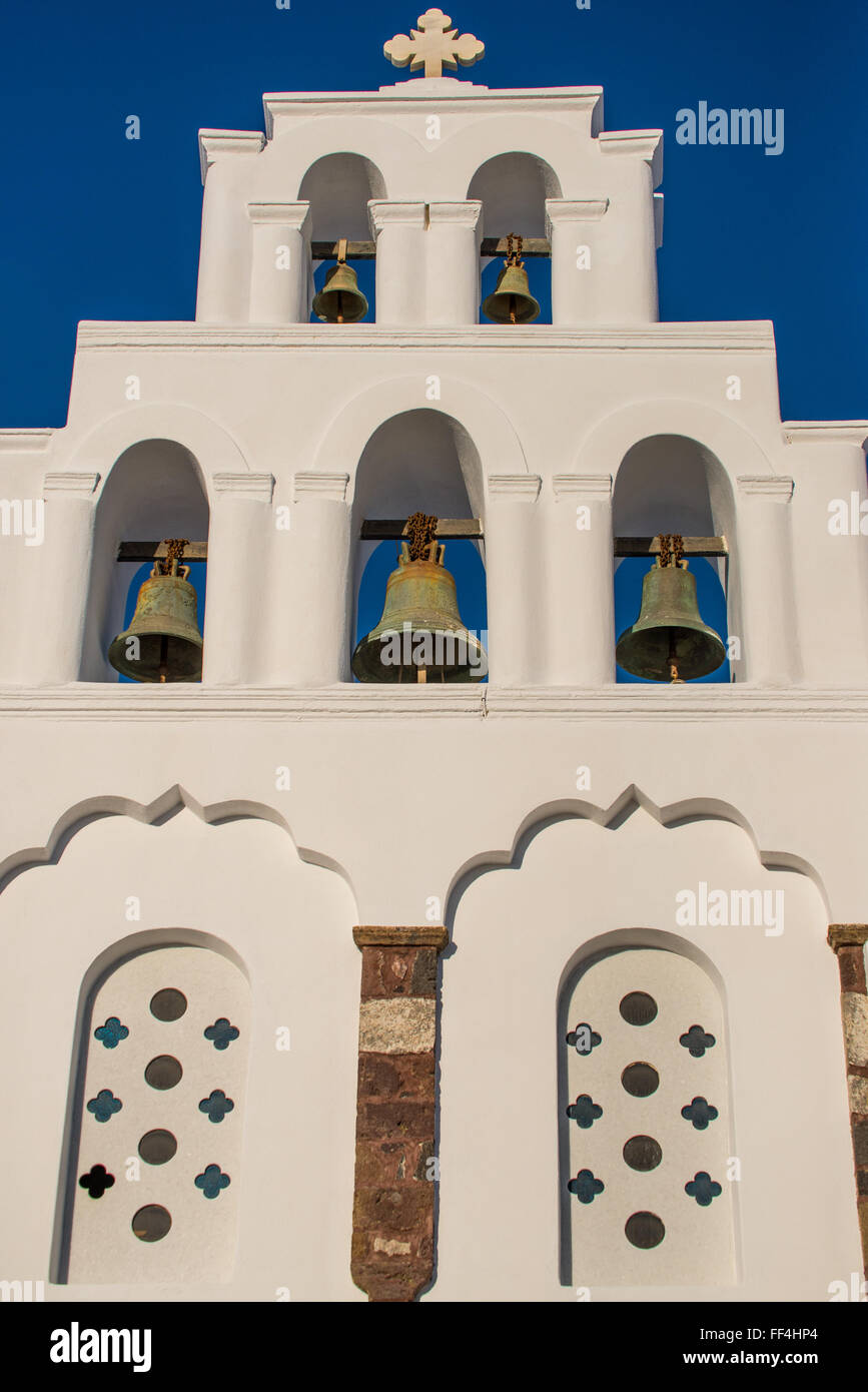 Église blanche à Santorini Grèce Banque D'Images