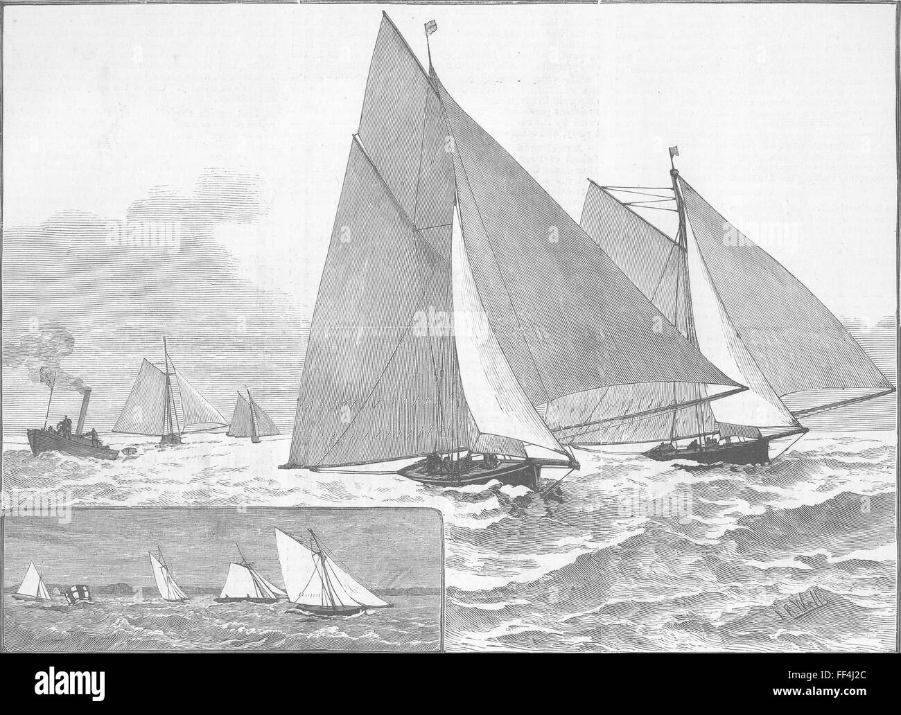 La saison de Yachting NAVIRES -tonner la race, Thames 1882. Illustrated London News Banque D'Images