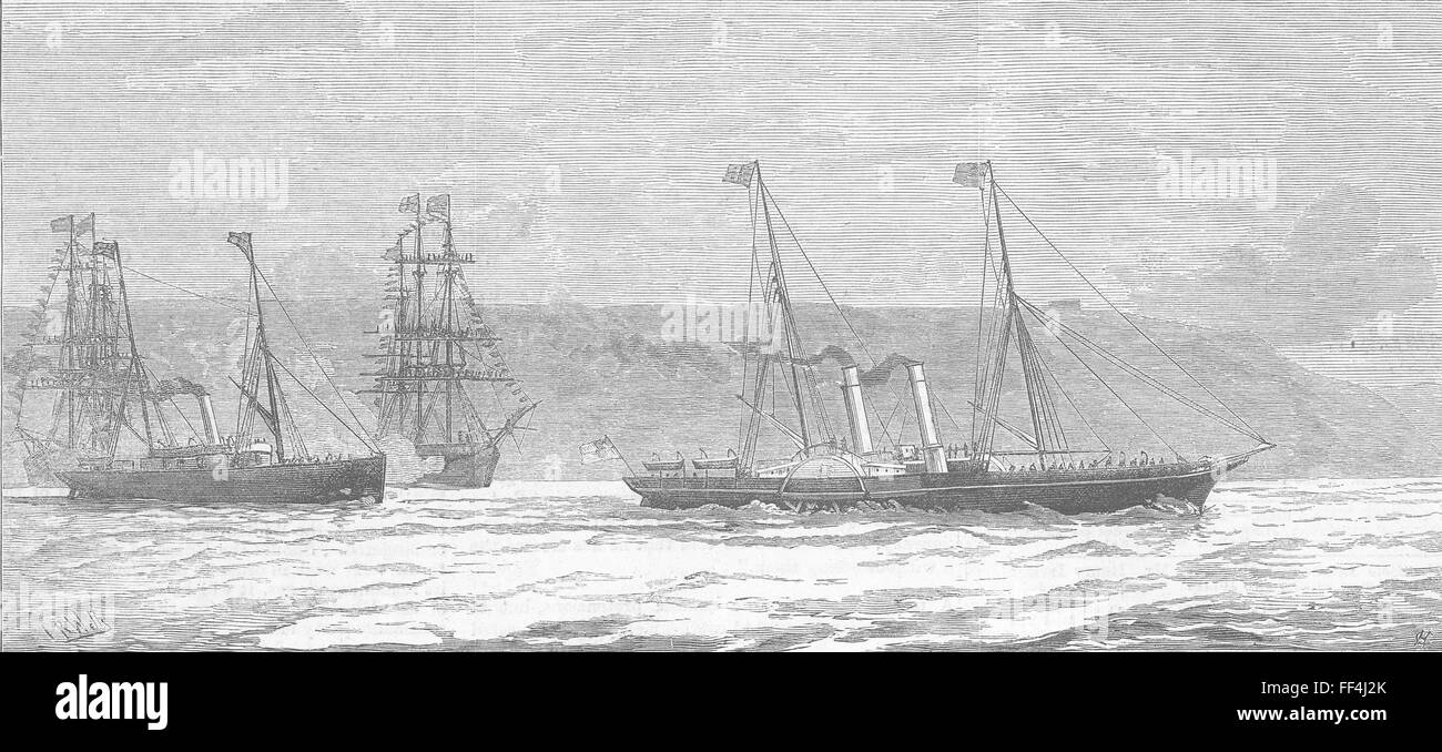PLYMOUTH navires saluant Duc d'Édimbourg 1882. Illustrated London News Banque D'Images