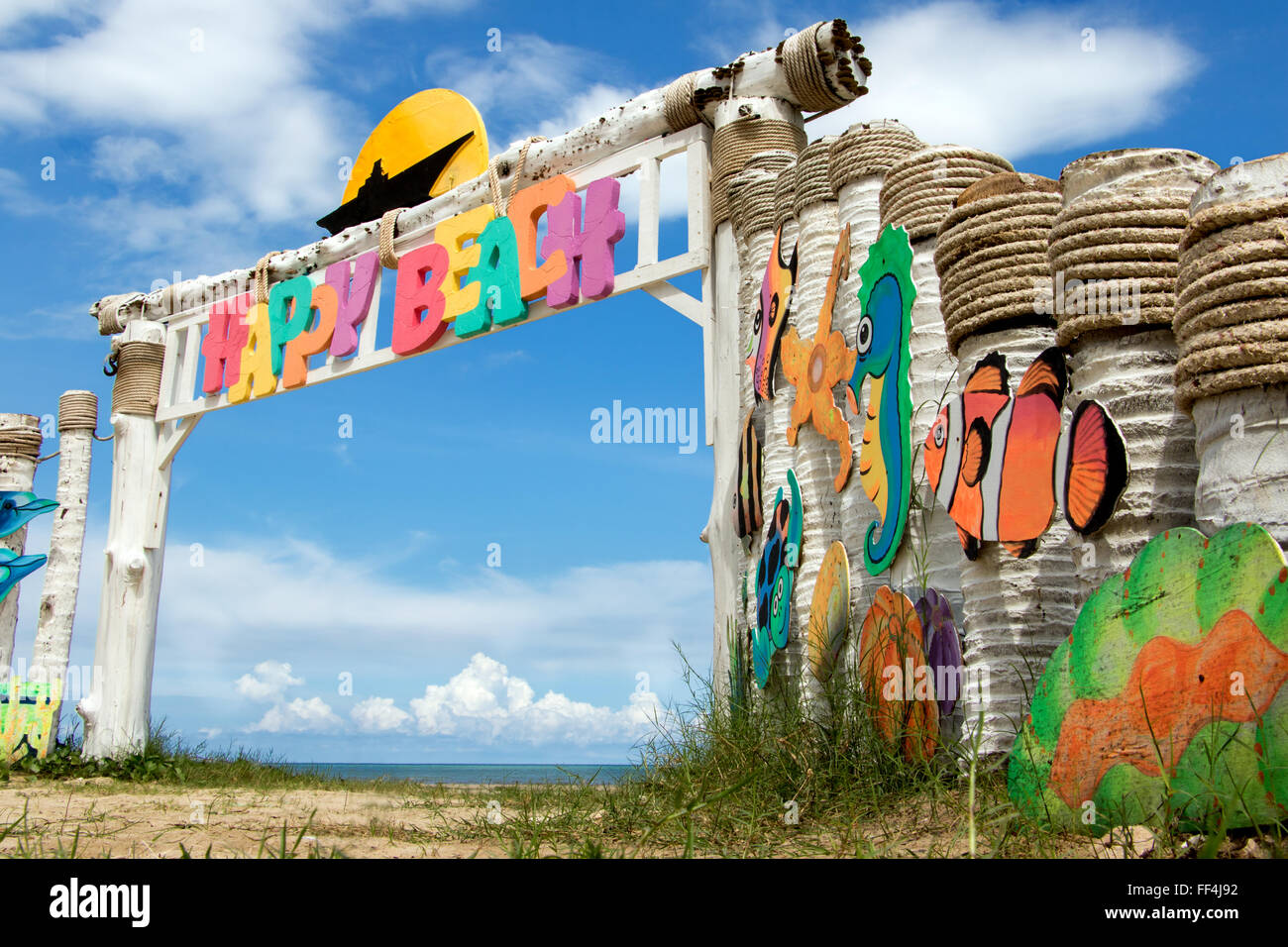 Entrée de la plage Lang Suan, district de Pak Nam Lang Suan Banque D'Images