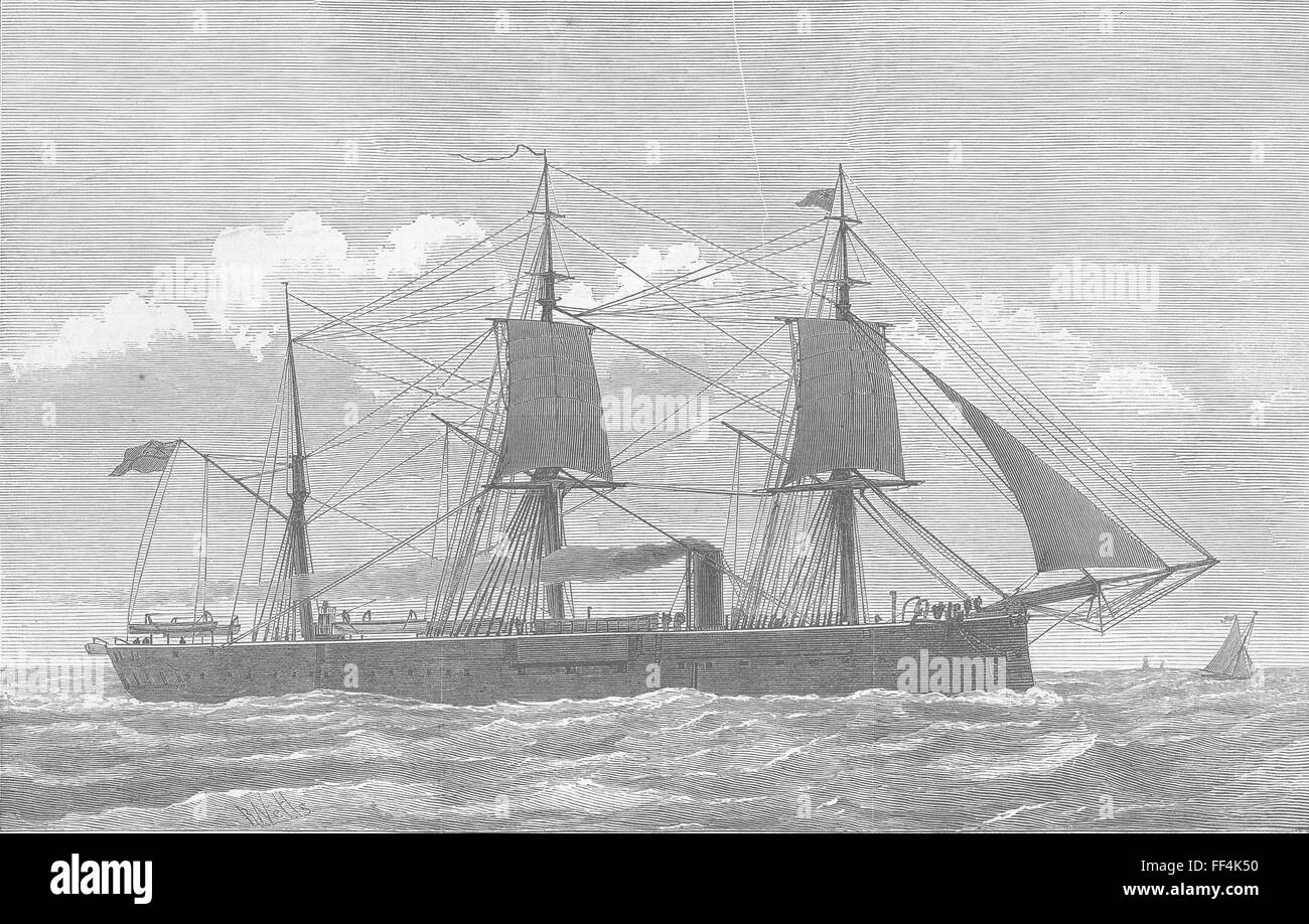 Irlande Le HMS Vanguard coulé, côte de l'Irlande en 1875. Illustrated London News Banque D'Images
