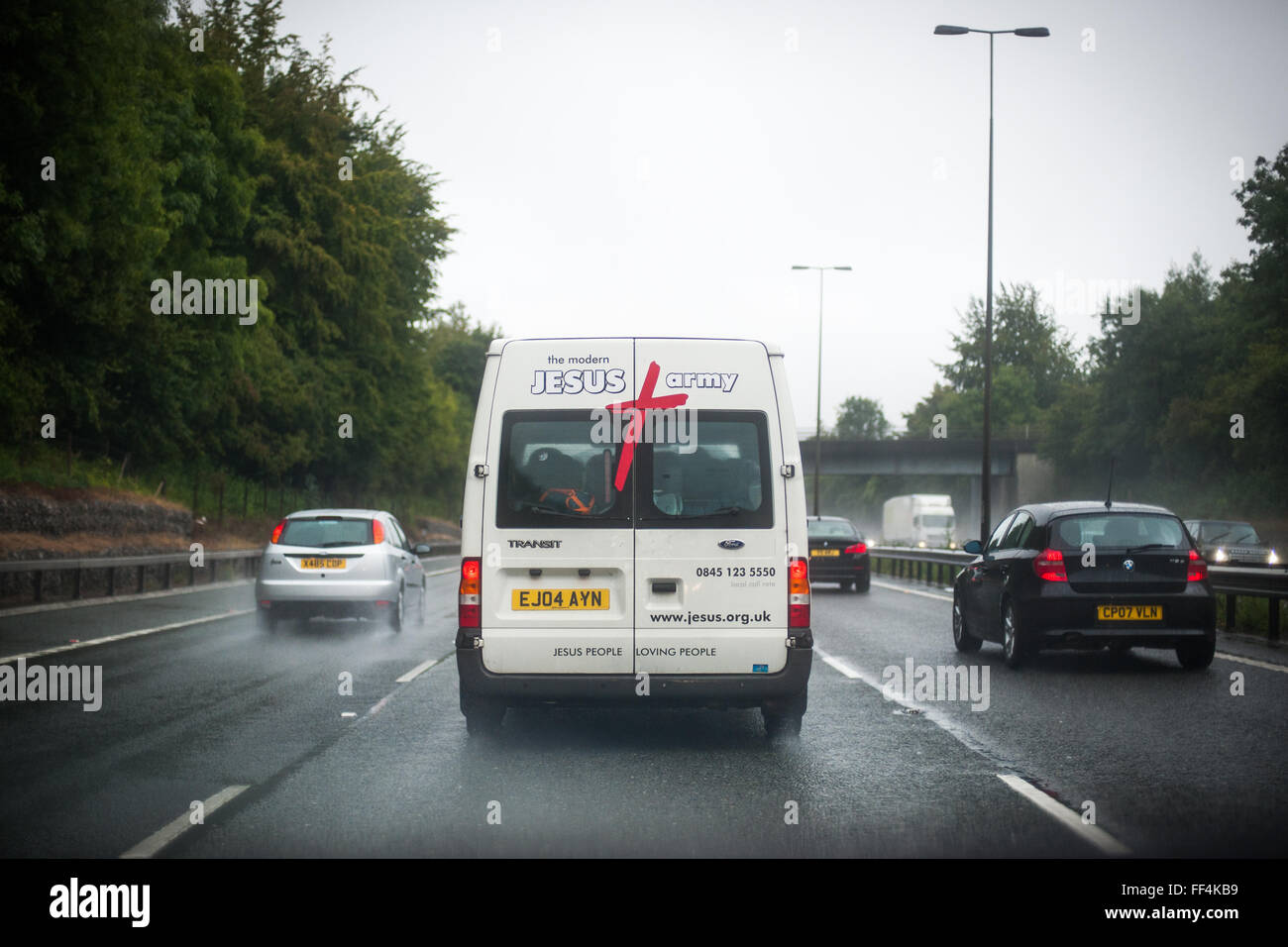 'Jésus' de l'Armée de la conduite sur autoroute van, England, UK Banque D'Images