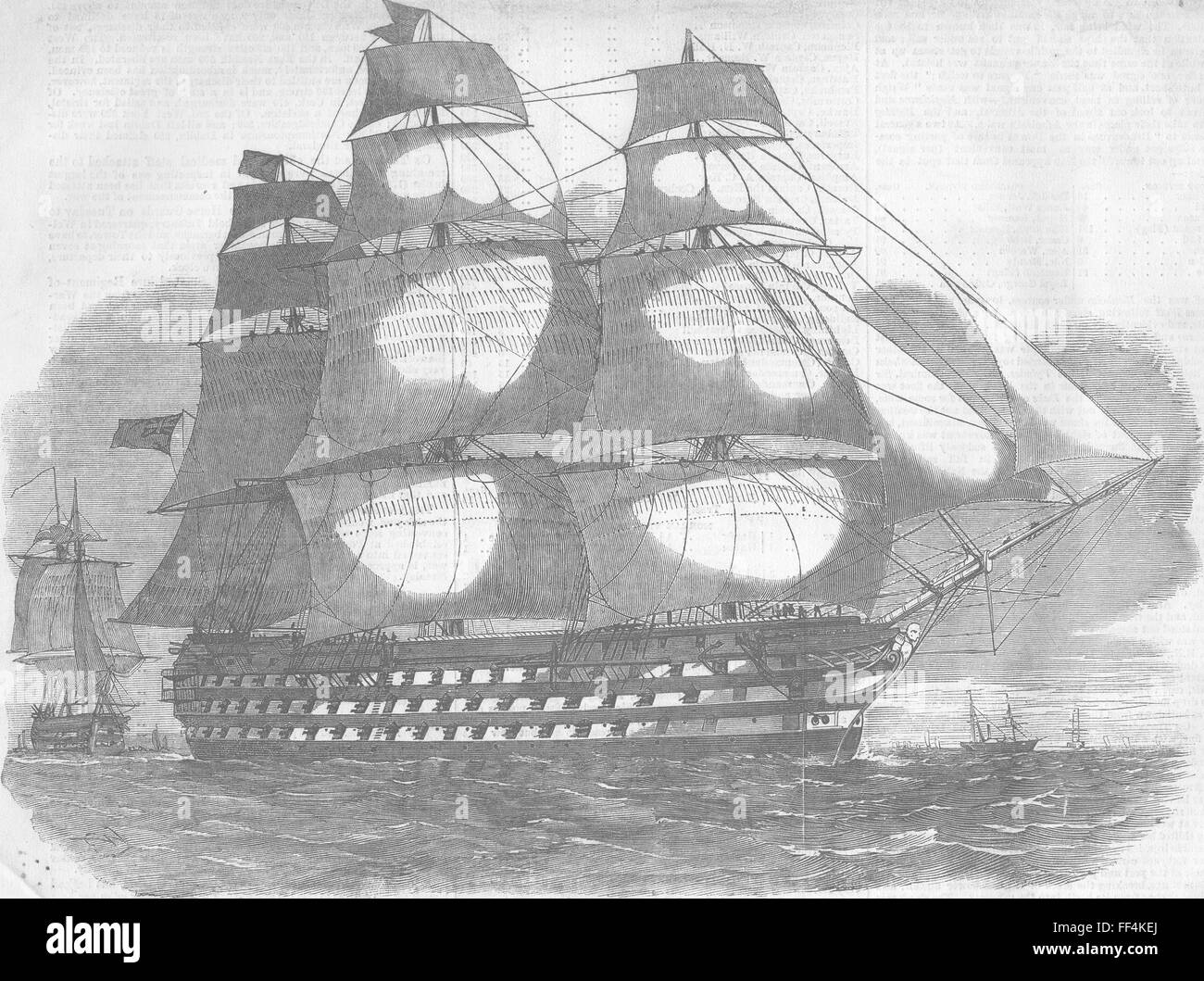Navires Duc de Wellington, phare de la mer Baltique, Dundas en 1855. Illustrated London News Banque D'Images