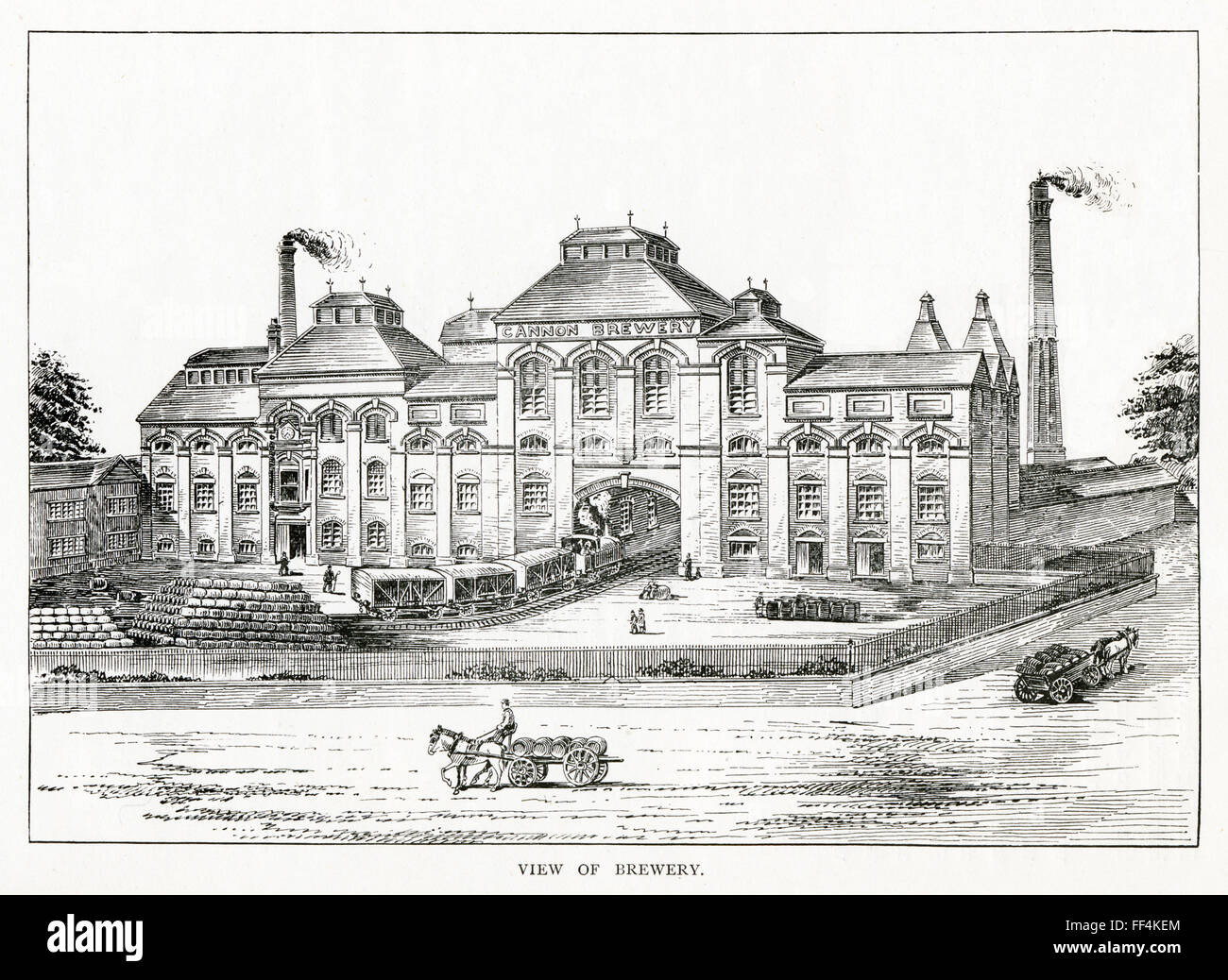 La Cannon Brewery, Watford, 1890 Gravure du Benskin & Co building Banque D'Images