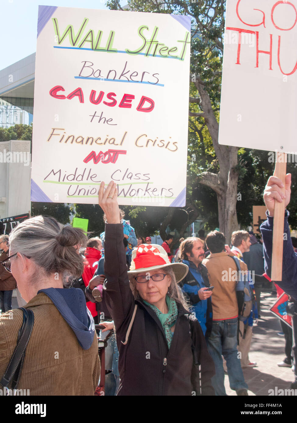 Le travail de l'Union européenne manifestation communautaire le centre-ville de Los Angeles, CA CALIFORNIE Banque D'Images