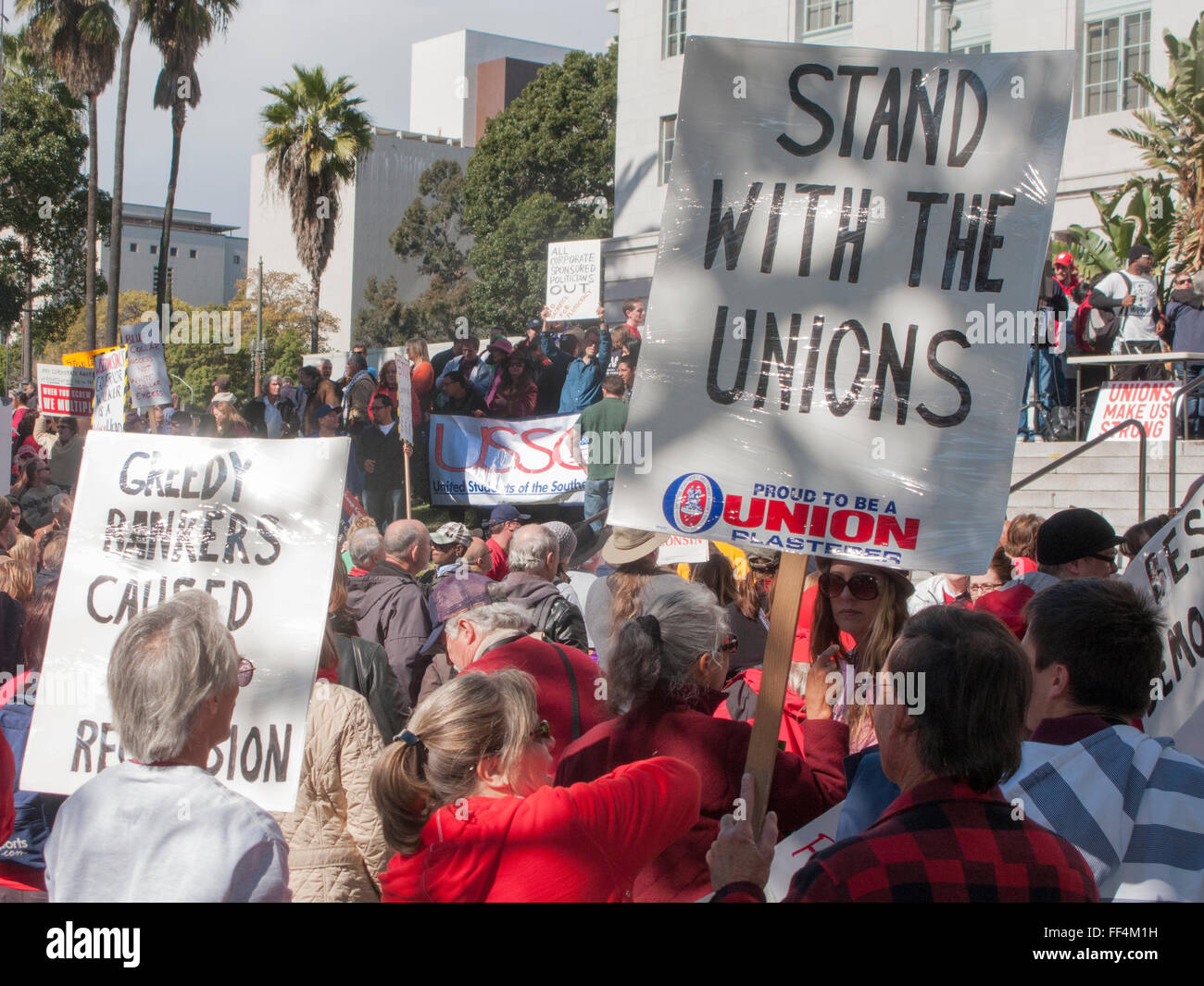 Le travail de l'Union européenne manifestation communautaire le centre-ville de Los Angeles, CA CALIFORNIE Banque D'Images