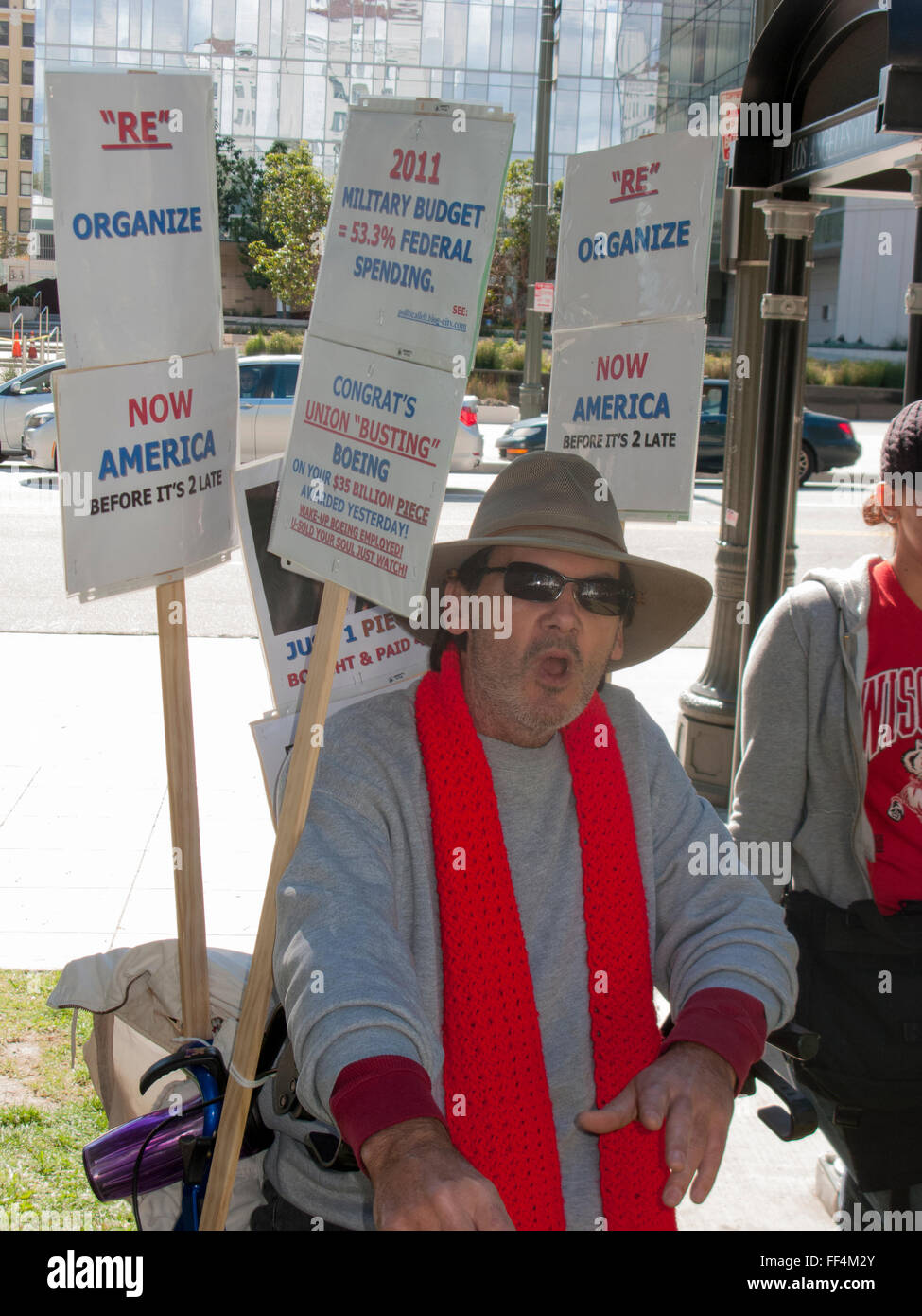 Le travail de l'Union européenne manifestation communautaire le centre-ville de Los Angeles, CA CALIFORNIE Banque D'Images