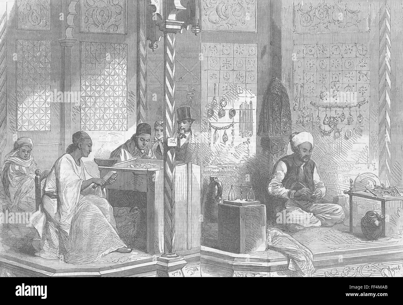L'Algérie algérienne Paris Expo artisans au travail de 1867. Illustrated London News Banque D'Images