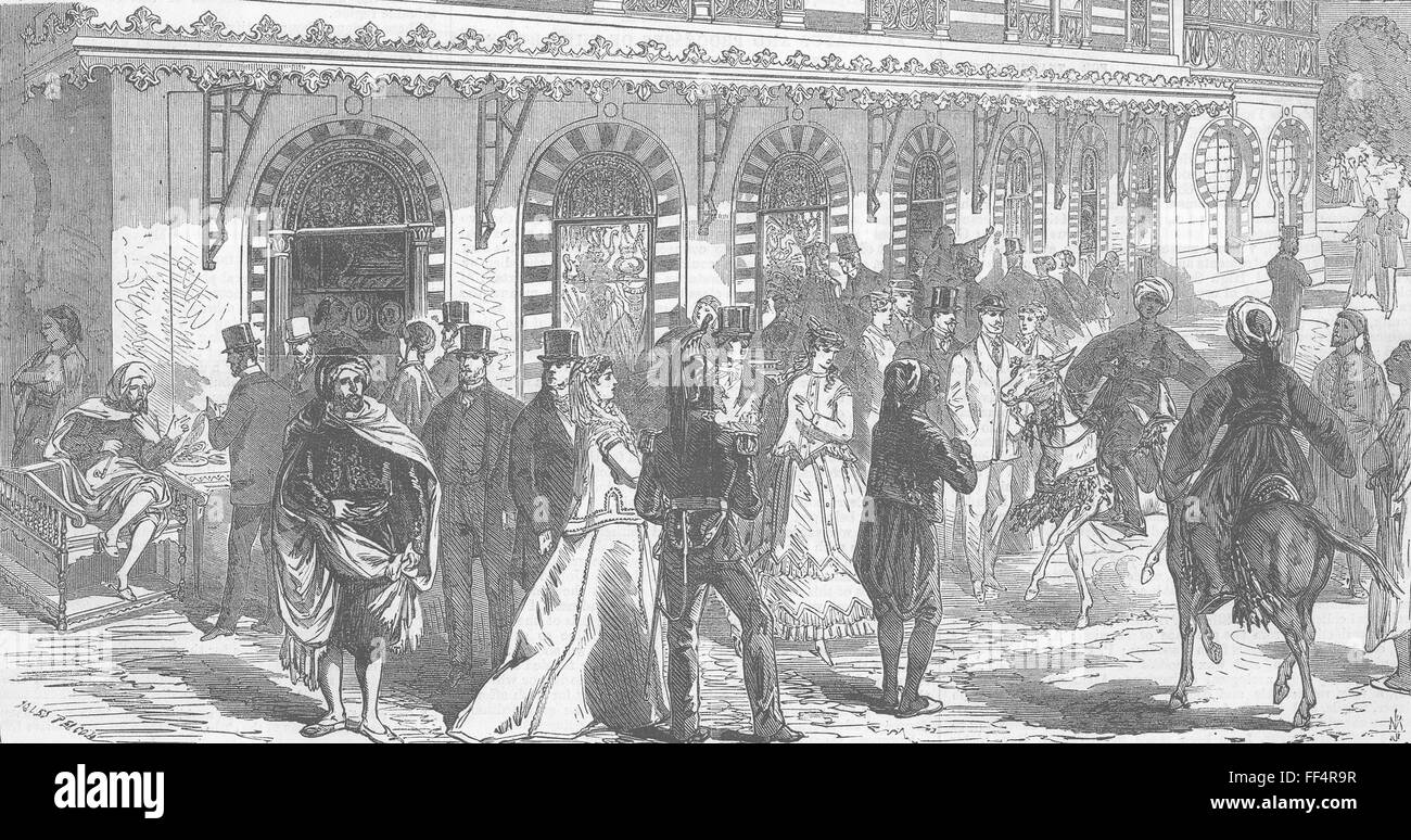 Tunisie boutiques ci-dessous Palais du Bey de Tunis de 1867. Illustrated London News Banque D'Images