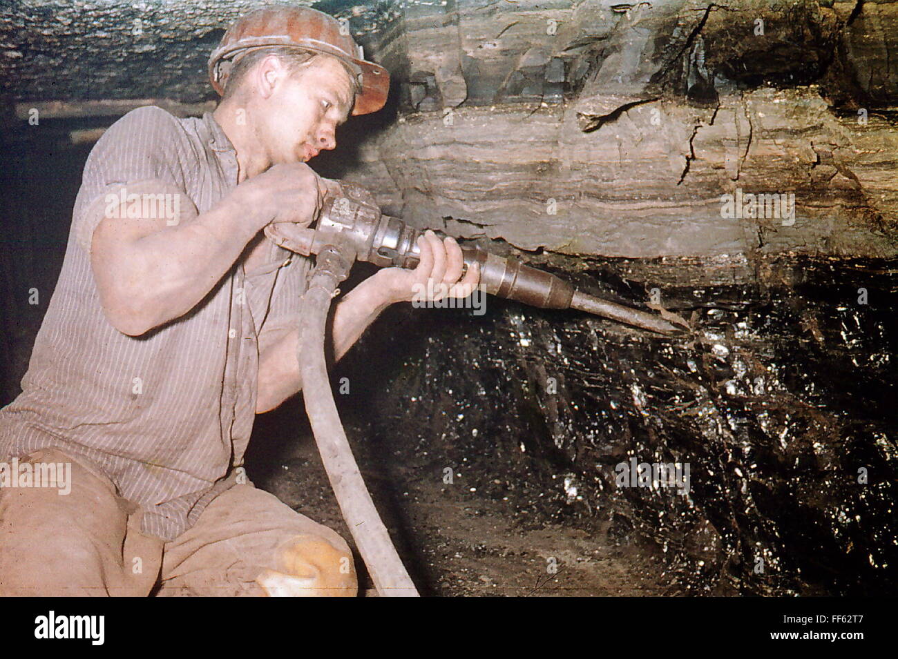 Mines, mines de charbon, charbon de bois, Penzberg, haute-Bavière, Allemagne, 1959, droits additionnels-Clearences-non disponible Banque D'Images