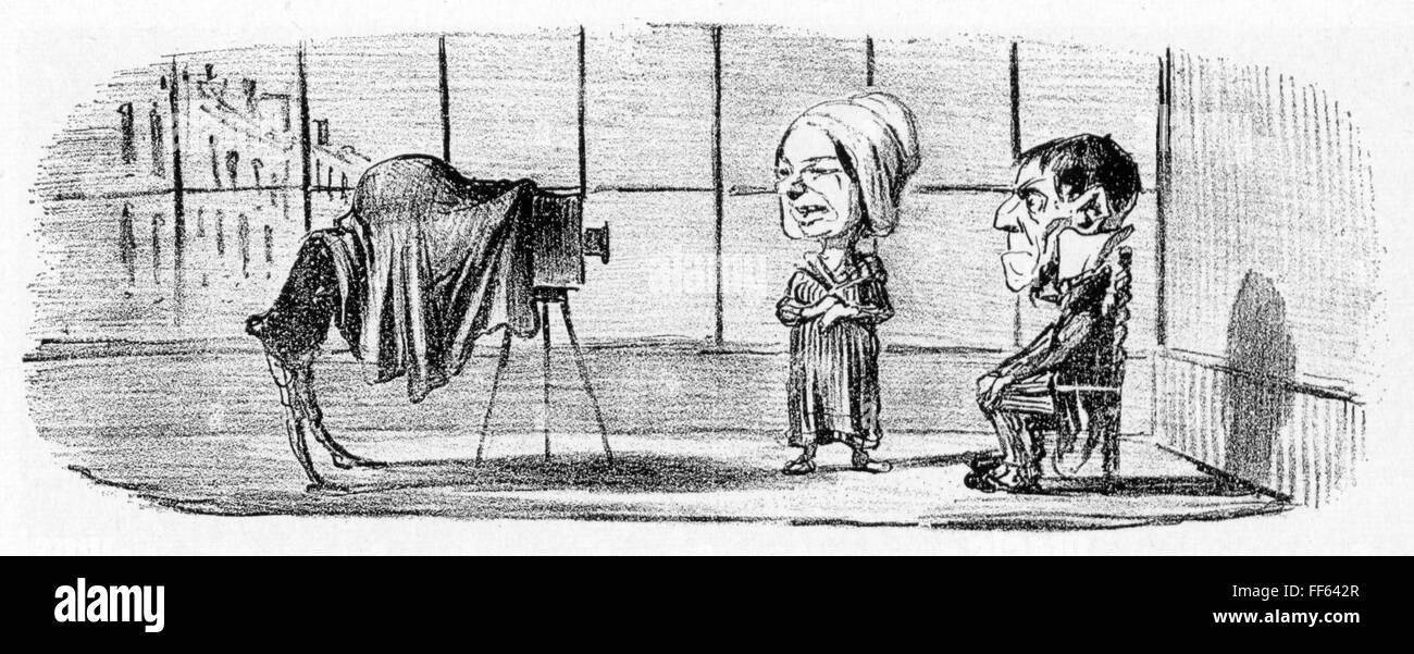 Photographie, caricature, 'pose de l'homme de la nature', lithographie de Honoré Daumier (1808 - 1879), de la série 'Croquis Parisiens', de: 'Le Charivari', Paris, 31.3.1853, droits additionnels-Clearences-non disponible Banque D'Images