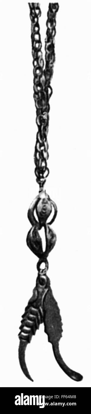 Médecine, dentisterie, collier avec cure-dents et érocape, Pérou, de: Hans Sachs, 'der Zahnstocher und seine Geschichte', Berlin, 1913, droits additionnels-Clearences-non disponible Banque D'Images