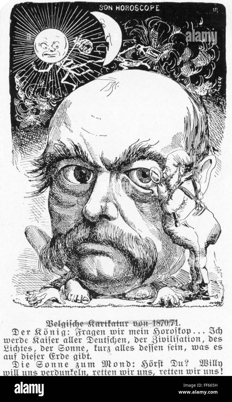 Création de l'Empire allemand, 18.1.1871, caricature belge, son horoscope, gravure en bois, 1871, droits additionnels-Clearences-non disponible Banque D'Images