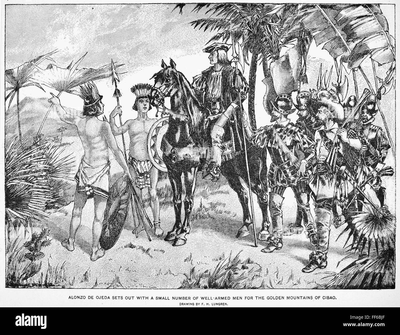 ALONSO de OJEDA (1465 ?1515). /NSpanish explorer. Ojeda et ses hommes