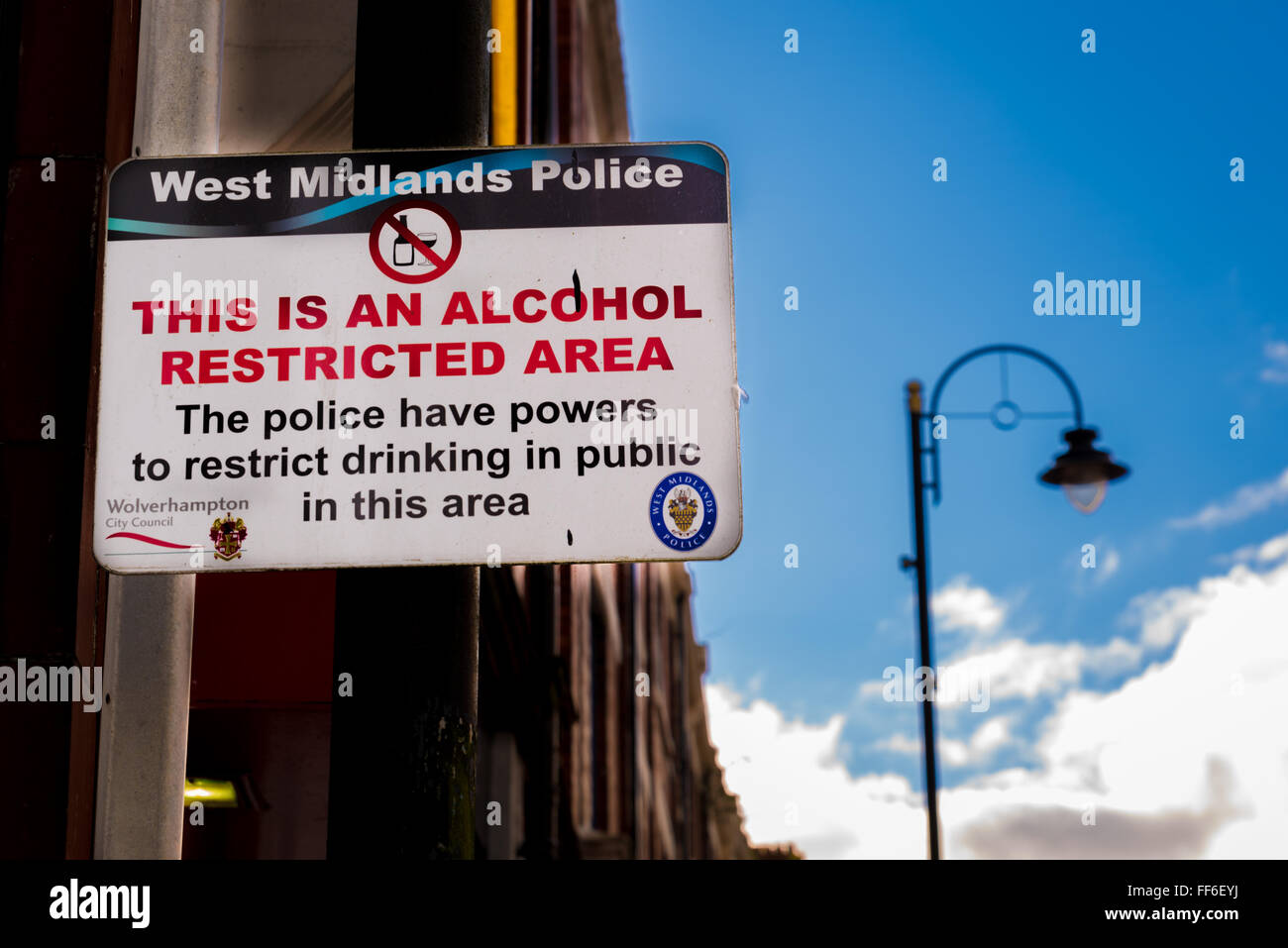 Une zone restreinte de l'alcool dans le West Midlands Police Banque D'Images