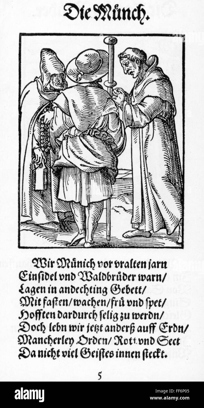 Religion, pèlerinage, pèlerins sur le chemin de Saint-Jacques-de-Compostelle, coupe de bois, 'Staendebuch' de Jost Amman, Francfort-sur-le-main, 1568, avec verset de Hans Sachs, droits additionnels-Clearences-non disponible Banque D'Images